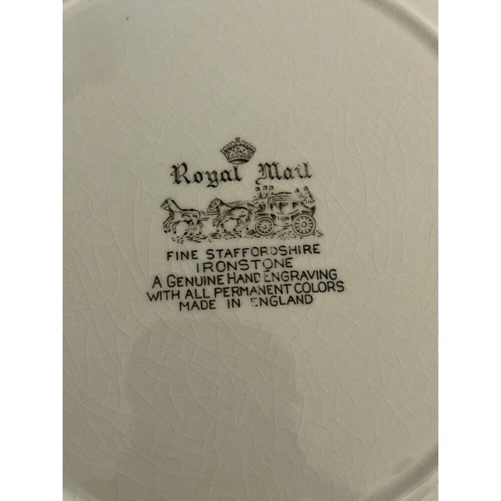 Royal Mail Fine Staffordshire Ironstone Dinner Plate 10 in Hand-Engraved England - Picture 5 of 6